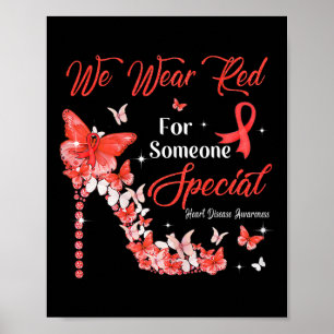 Bära Red Butterflies Hjärtsjukdom Medvetenhet Poster