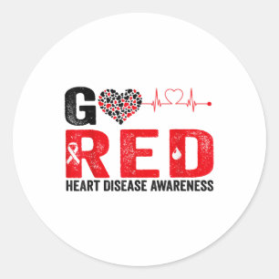 Bära Red Day Go Red i februari Hjärtsjukdom Awar Runt Klistermärke