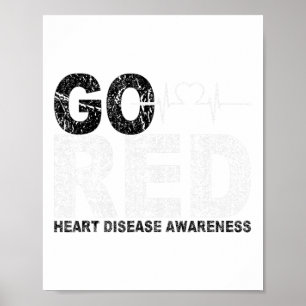 Bära Red Day Go Red Sayed Heart Disease Awareness Poster