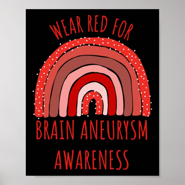 Bära Red for Brain Aneurysm Awareness Brain Aneury Poster (Framsidan)