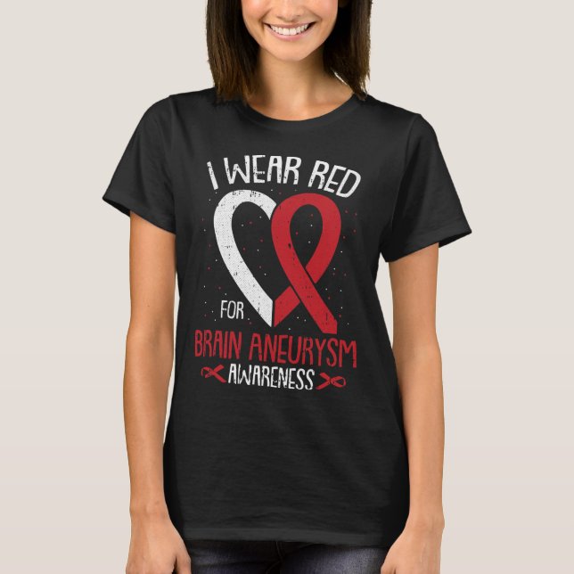 Bära Red for Brain Aneurysm Awareness Warrior Surv T Shirt (Framsida)