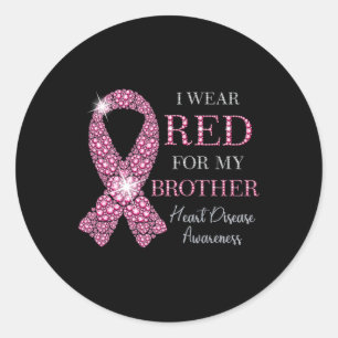 Bära Red för min broder Red Ribbon Heart Disease A Runt Klistermärke