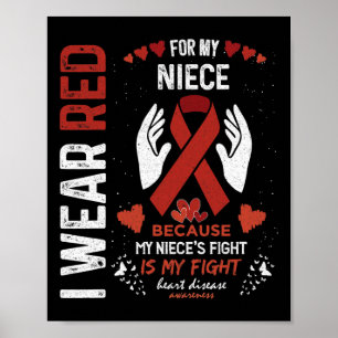 Bära Red för min dotter Fighter Heart Disease Awar Poster