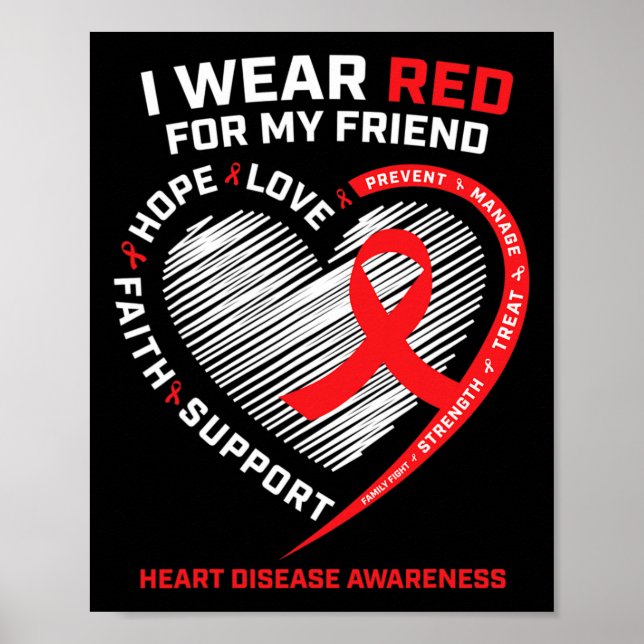 Bära Red för min vänliga hjärt- sjukdomskänsla Poster (Framsidan)