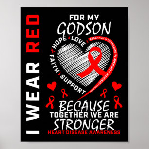 Bära Red for My Godson Heart Disease Awareness Rib Poster