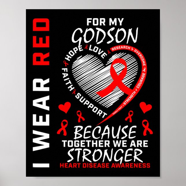 Bära Red for My Godson Heart Disease Awareness Rib Poster (Framsidan)