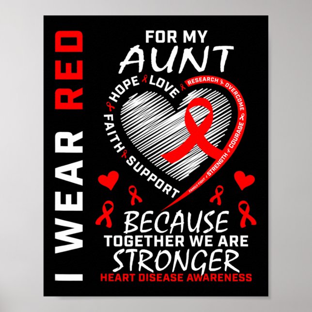 Bära Red for My Moster Heart Disease Awareness Rib Poster (Framsidan)