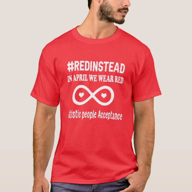 Bära Red i stället Accepance Autism Autistic Awa T Shirt (Framsida)