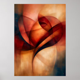 Bara Red Rose Kubistisk Blommig Abstraktion Poster