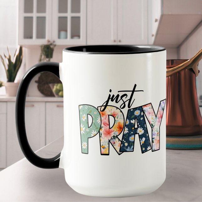 Bara rocka på Western Blommigt Mugg (Just Pray Cute Western Floral Mug)