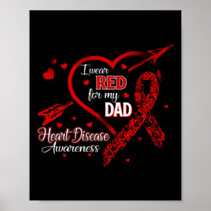 Bära röd för min Pappa hjärtsjukdom Rött band Medv Poster