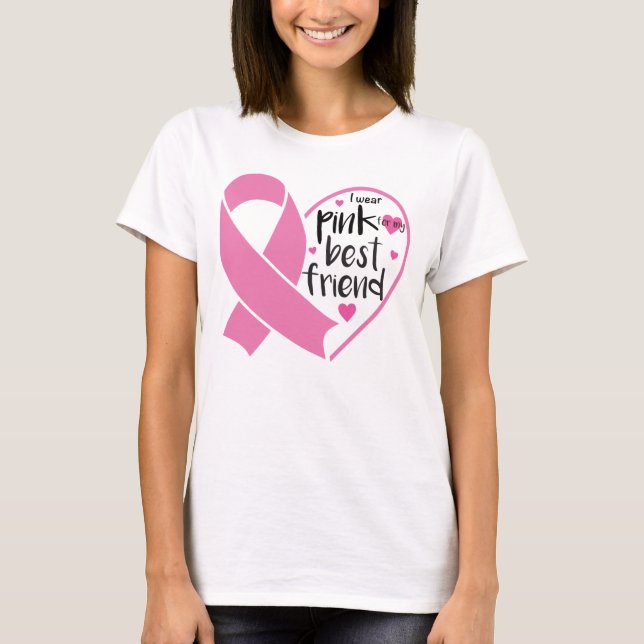 Bära Rosa Band för Friend Breast Cancer Warrior  T Shirt (Framsida)