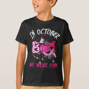 Bära Rosa Breast Cancer Warrior Cute Ghost Hallowe T Shirt