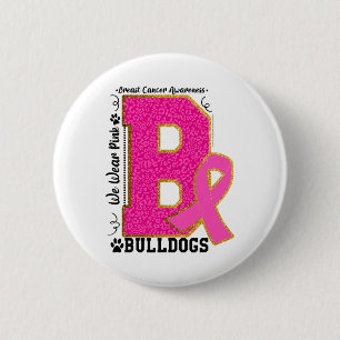 Bära Rosa Bulldog Breast Cancer Awareness Bulldog Knapp