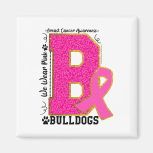 Bära Rosa Bulldog Breast Cancer Awareness Bulldog Magnet