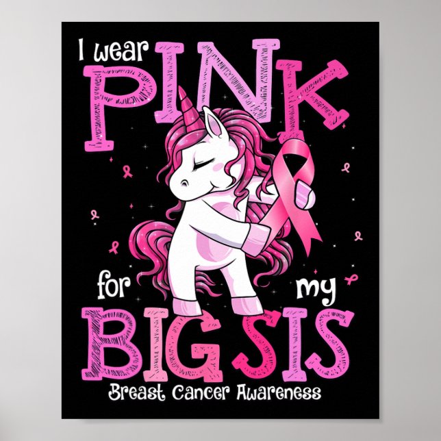 Bära Rosa för min syster Shirt Breast Cancer Aware Poster (Framsidan)