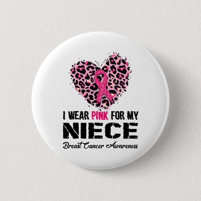 Bära Rosa för min systerdotter Breast Cancer Aware Knapp (Framsida)