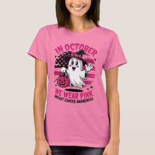 Bära Rosa Ghost Halloween Breast Cancer T- Shirt T