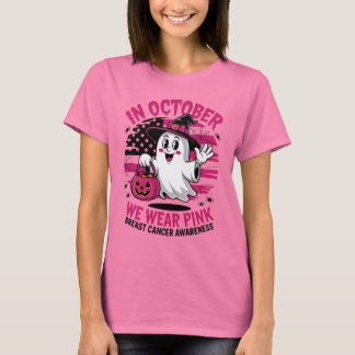Bära Rosa Ghost Halloween Breast Cancer T- Shirt T Shirt