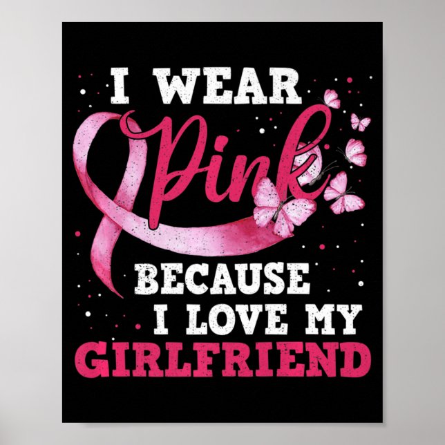 Bära Rosa I Kärlek Min flickvän Breast Cancer Medv Poster (Framsidan)