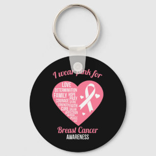 Bära Rosa Ribbon Heart Coola Bröstcancer Awaren Nyckelring