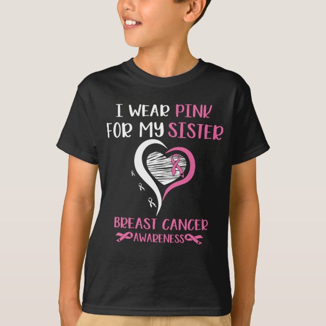 Bära Rosa Ribbon Sister Breast Cancer Warrior T Shirt (Framsida)