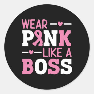 Bära Rosa som ett Chef Rosa Ribbon Breast Cancer A Runt Klistermärke