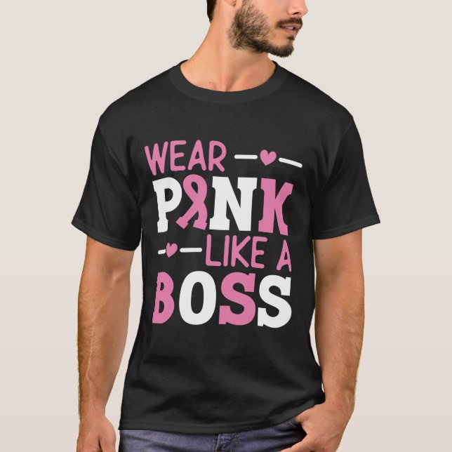 Bära Rosa som ett Chef Rosa Ribbon Breast Cancer A T Shirt (Framsida)