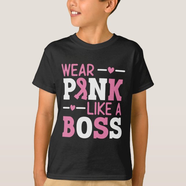 Bära Rosa som ett Chef Rosa Ribbon Breast Cancer A T Shirt (Framsida)