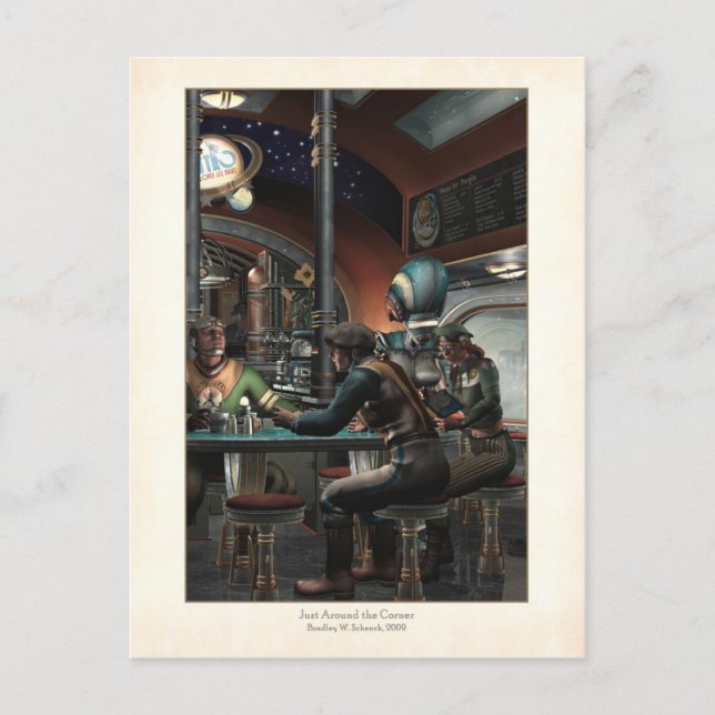 "Bara runt hörnet" vykort (Framsida)