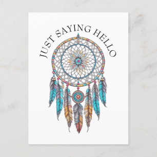 Bara säga hej Blå Dreamcatchers Mystical Vykort