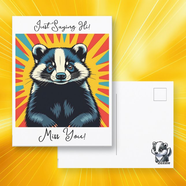Bara säga hej | Cute Badger Vykort (Skapare uppladdad)