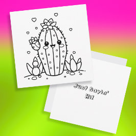 Bara säga hej | Färgsida för Cute Cactus