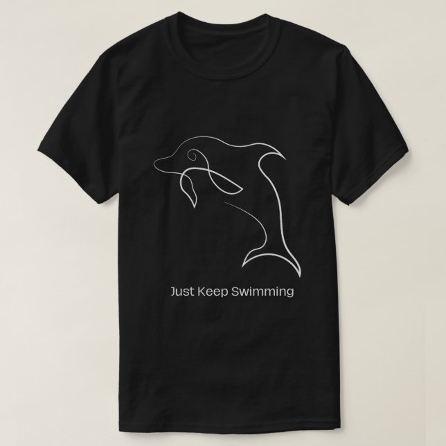 Bara Simma vidare T-shirt – Söt Delfin Hav Sommar (Design framsida)