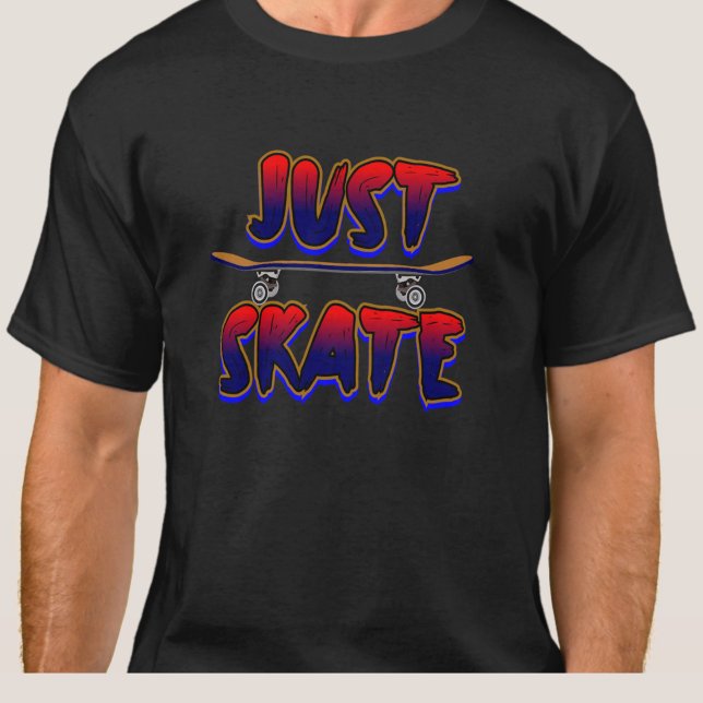 Bara Skateboard Red Blue Skateboarder T Shirt (Skapare uppladdad)