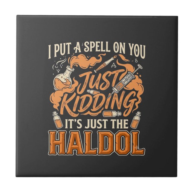 Bara skoj Haldol Halloween trolldrycksflaska sprut Kakelplatta (Framsidan)