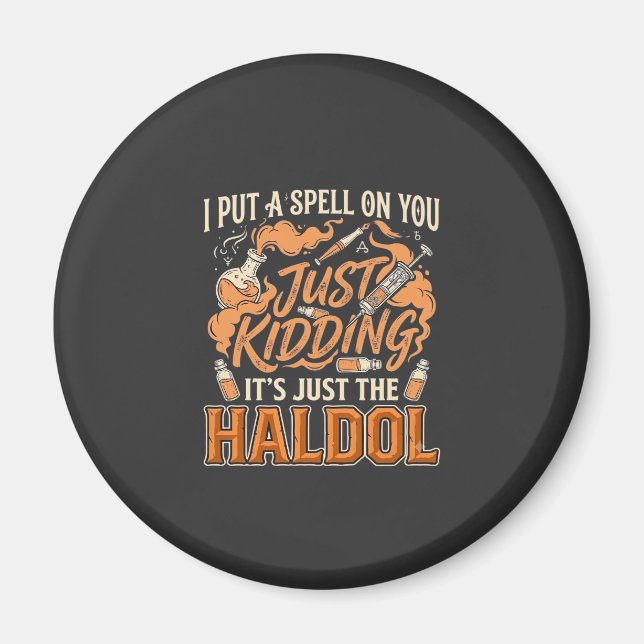 Bara skoj Haldol Halloween trolldrycksflaska sprut Magnet (Framsidan)