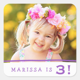 Bara sötad Personlig Foto Birthday Stickers Fyrkantigt Klistermärke