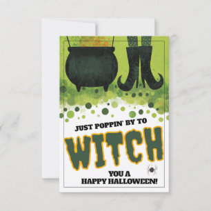 Bara spoppin av Witch Halloween Anteckningskort