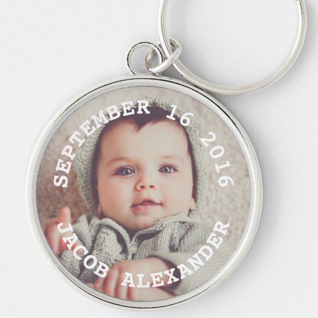 Bara Sweet Baby Photo Rund Silverfärgad Nyckelring (Framsidan)