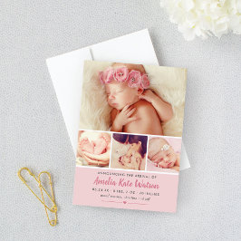 Bara Sweet Rosa Flicka Photo Collage Birth Meddelande