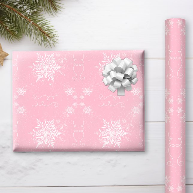 Bara Sweet Southwest Dusty Ro Presentpapper (The Simply Sweet Southwestern Dusty Rose with fluffy Snowflakes will brighten your Christmas tree!)