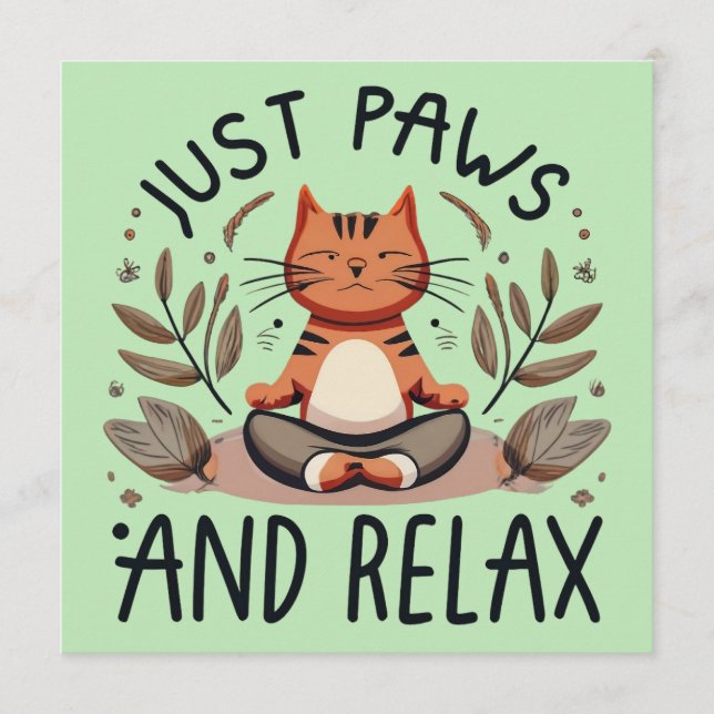 Bara Tassar och slappna av i Yoga Cat Rådkort (Framsida)