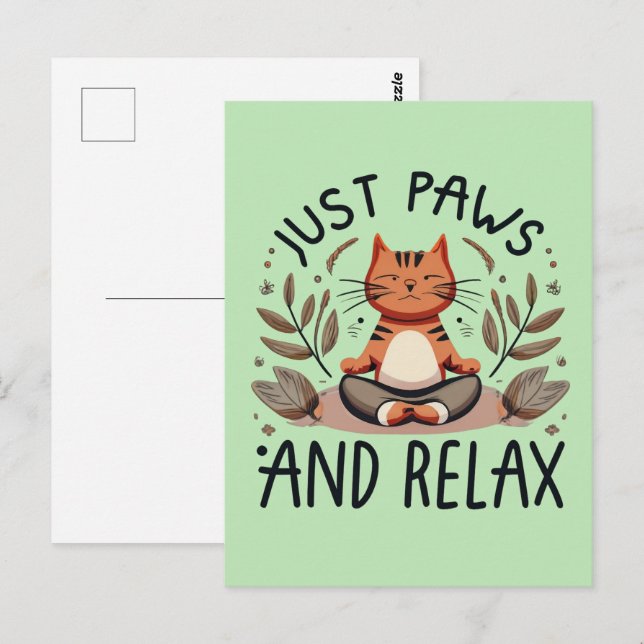 Bara Tassar och slappna av i Yoga Cat Vykort (Fram/baksida)