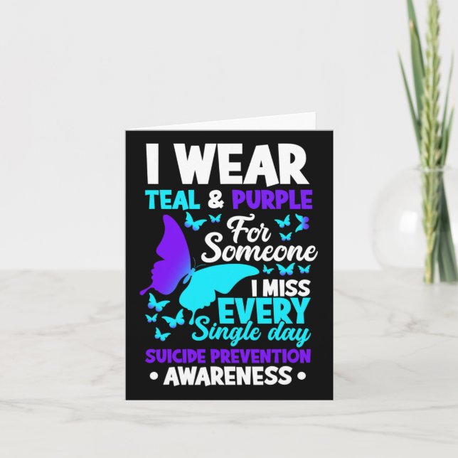Bära Teal&amp; Lila för någon jag missar självmord Kort (Framsida)