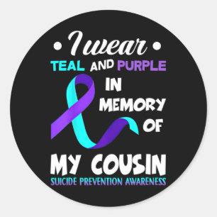 Bära Teal and Lila Cousin Suicide Prevention Awa Runt Klistermärke