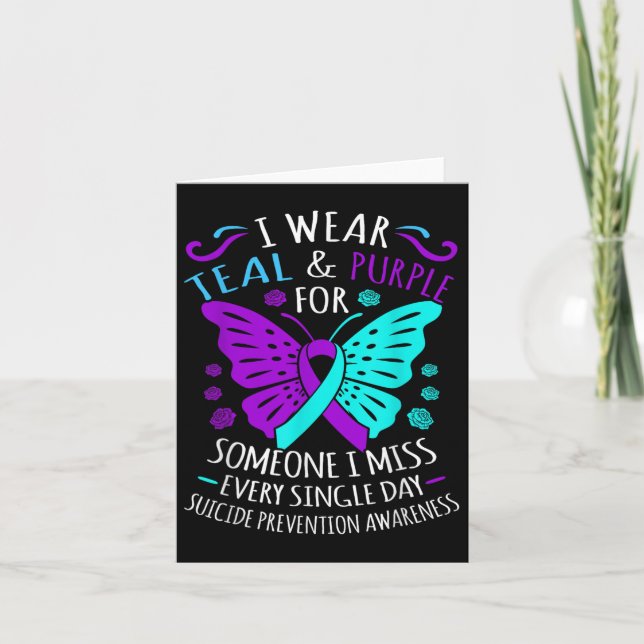 Bära Teal and Lila Lycklig Suicide Awareness Suppo Kort (Framsida)