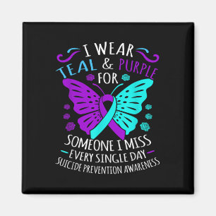 Bära Teal and Lila Lycklig Suicide Awareness Suppo Magnet