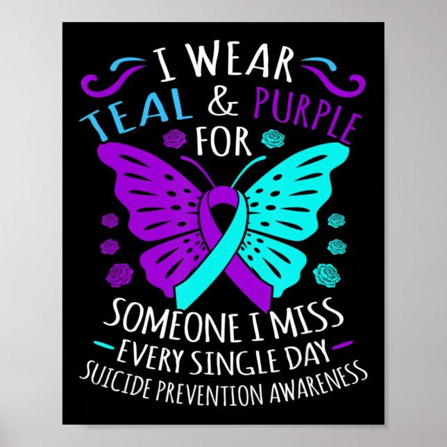 Bära Teal and Lila Lycklig Suicide Awareness Suppo Poster (Framsidan)