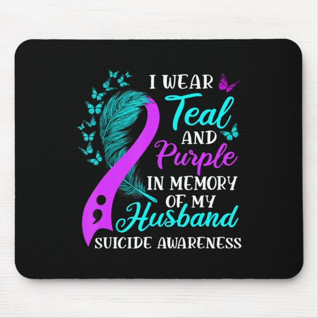 Bära Teal Lila till minne av min Make Suicide A Musmatta (Framsidan)